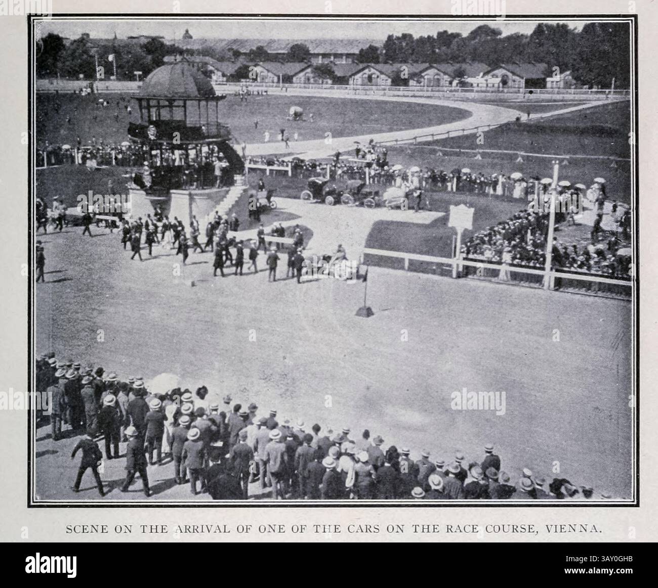 THE ARRIVAL OF ONE OF THE CARS ON THE RACE COURSE, VIENNA. from the ...