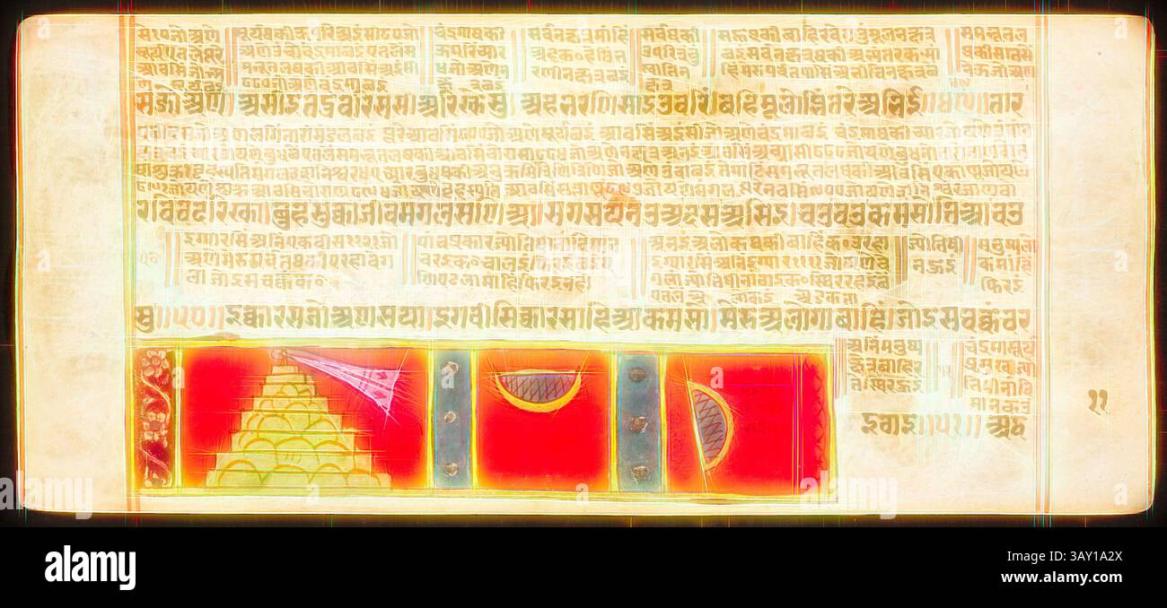 Ancient text featuring intricate scripts and symbols, with a distinct ...