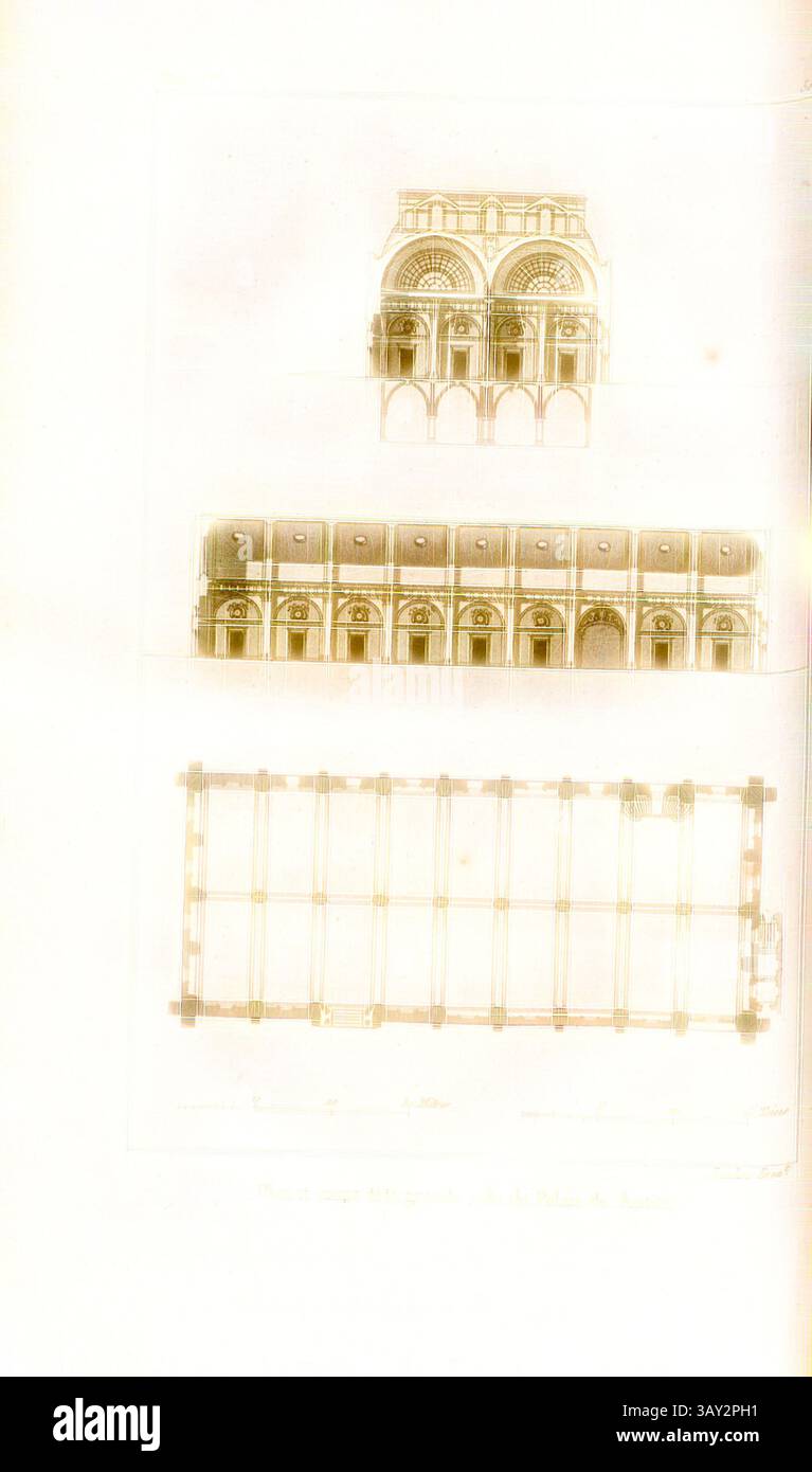 A architectural drawing featuring intricate arched windows and ...