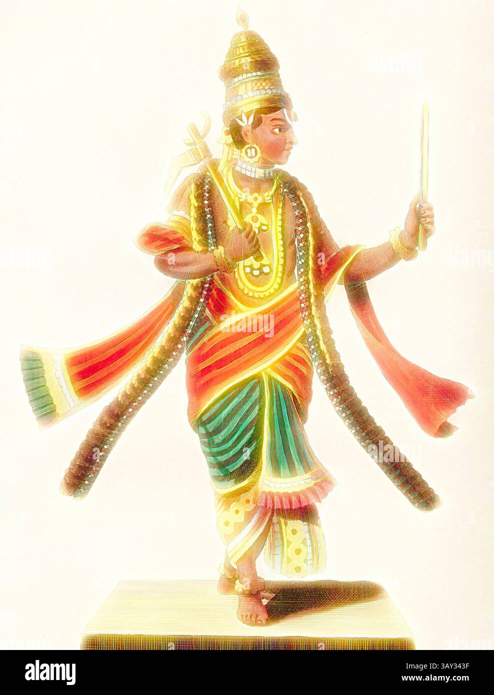 A vibrant portrayal of a deity, adorned with intricate jewelry and ...