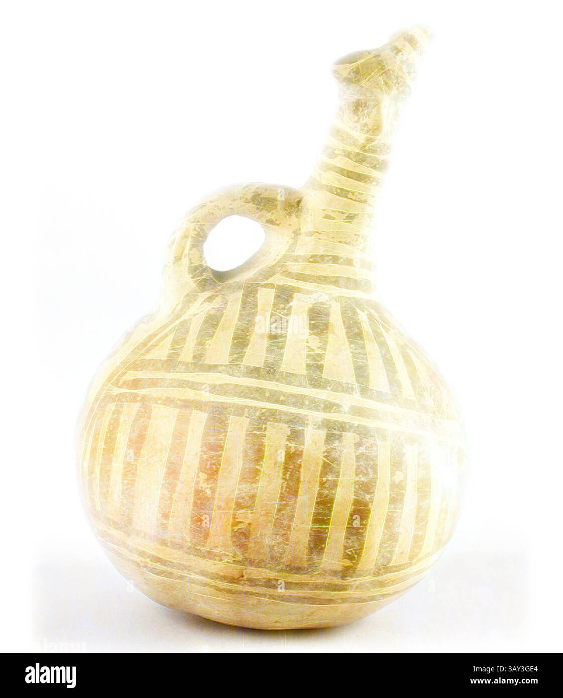 Geometric Flask An intricately designed ceramic jug featuring geometric patterns ...