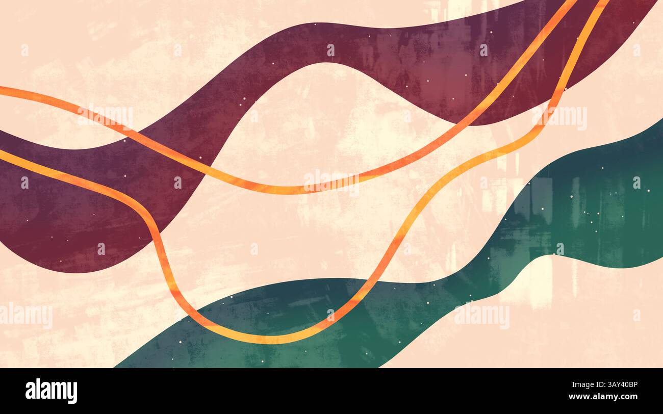 A vibrant abstract design featuring dynamic waves and curves in earthy ...