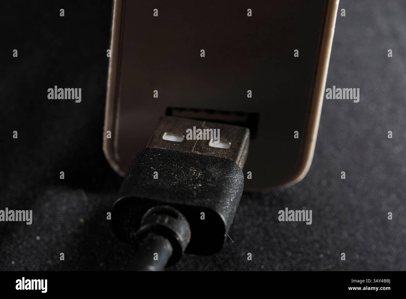 Connecting an usb plug close up detail Stock Photo