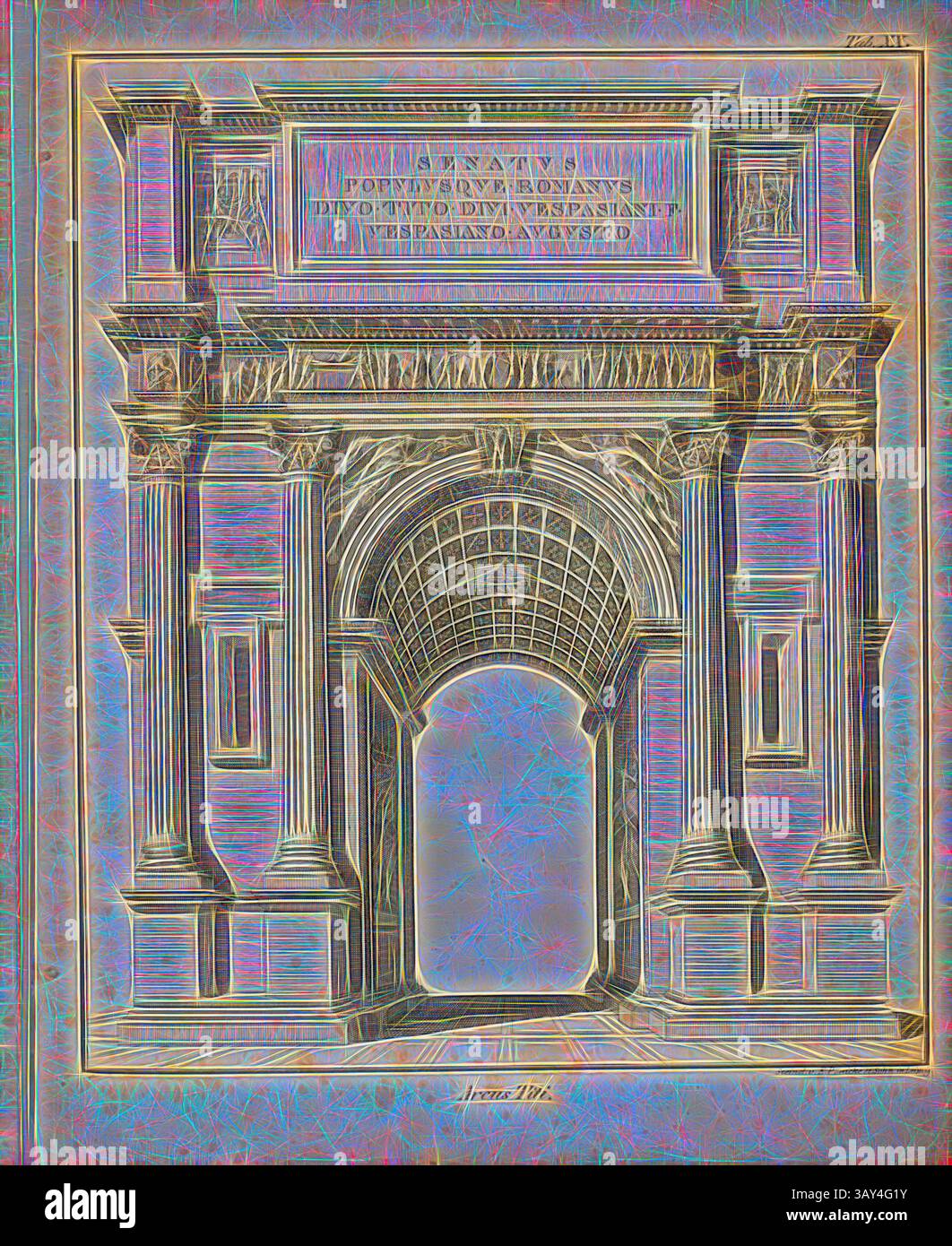 Roman Arch Inscription An intricately designed archway featuring detailed architectural ...