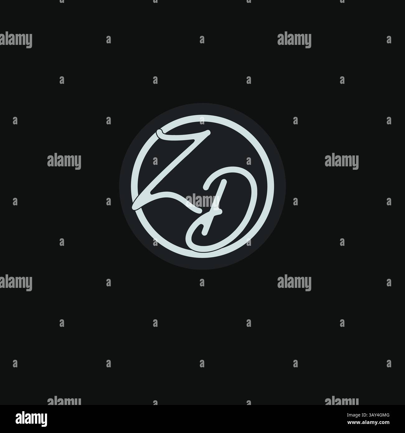 Initials ZD logo monogram with simple circle line design inspiration vector graphic Stock Vector