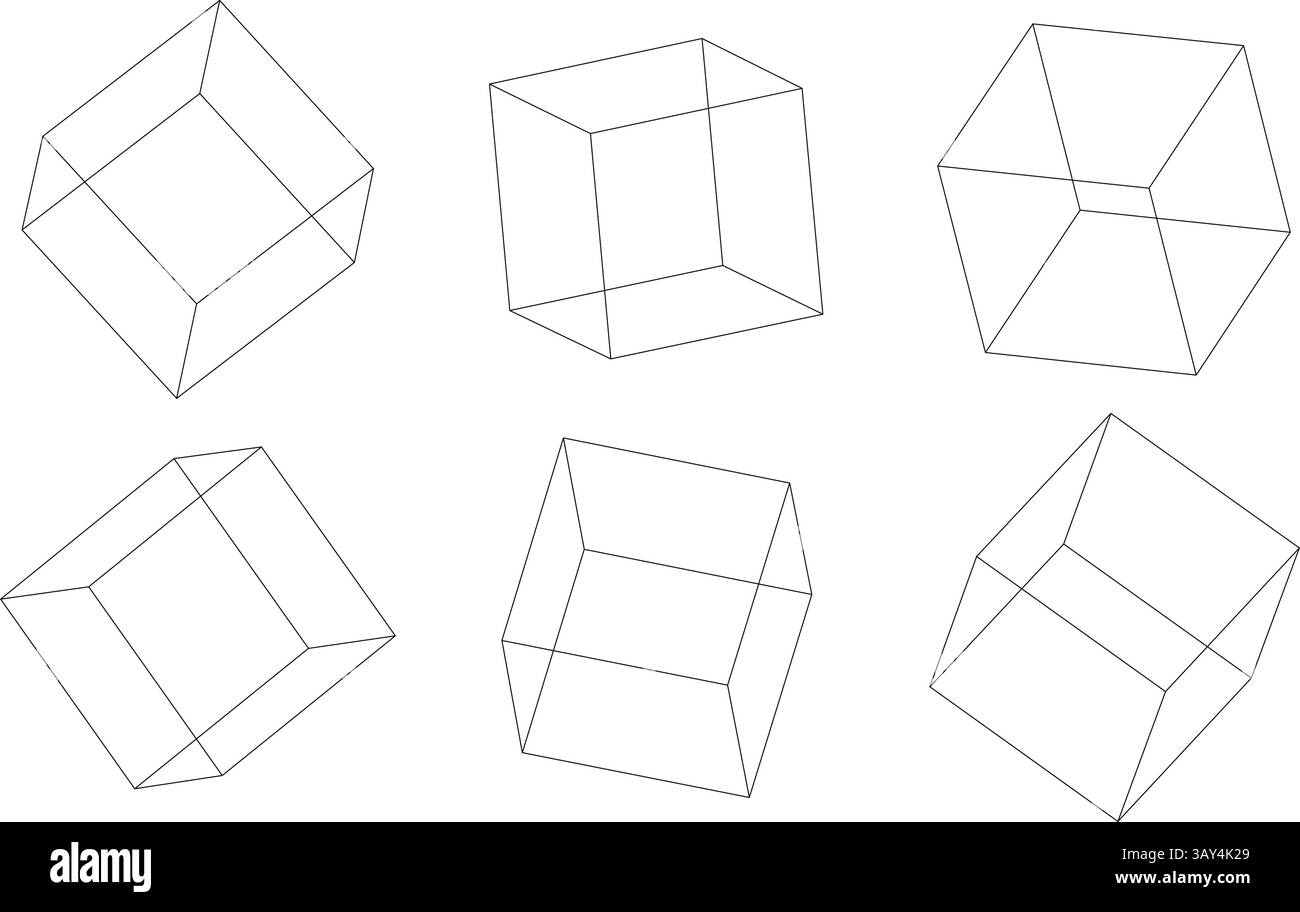 3d wireframe square cubes isolated. Vector illustration Stock Vector ...