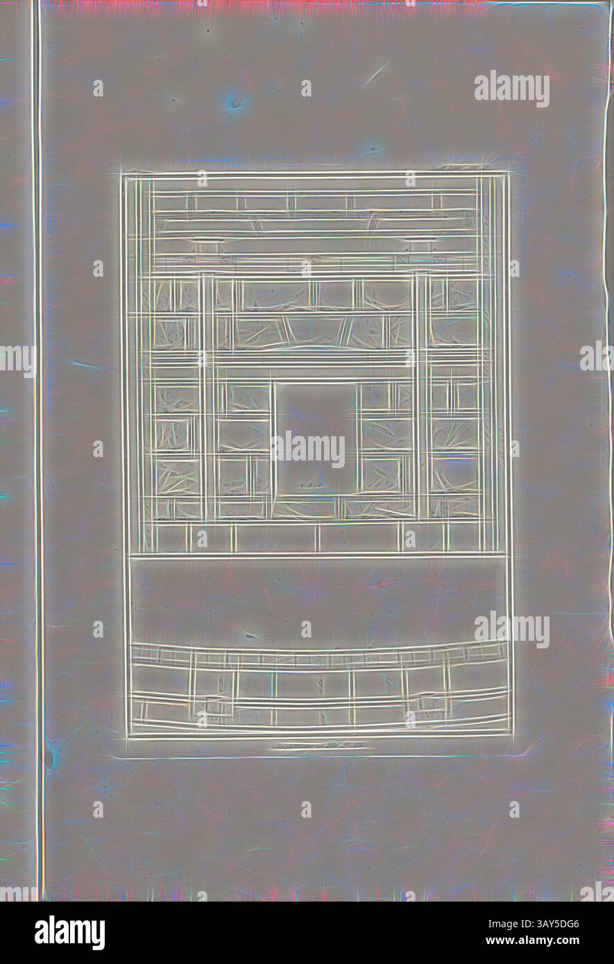 An abstract representation of geometric patterns and lines, featuring a central square surrounded by intricate designs and structures, evoking a sense of depth and complexity., Amphitheater in Pola. Pl. XIII, Floor plan and elevation of the third row (upper floor) of the amphitheater in Pula (Croatia), Pl. V, Lief. XVI, 1829, James Stuart, Revett Nicholas: Die Alterthümer zu Athen. Erster Theil. Leipzig und Darmstadt: Verlag von Carl Wilhelm Leske, [1829], Classic art with a modern twist reimagined by Artotop Stock Photo