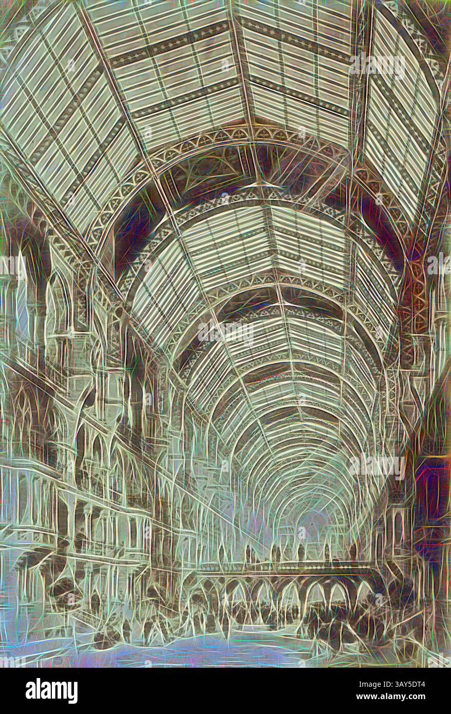 A grand architectural interior featuring an intricate arched ceiling ...