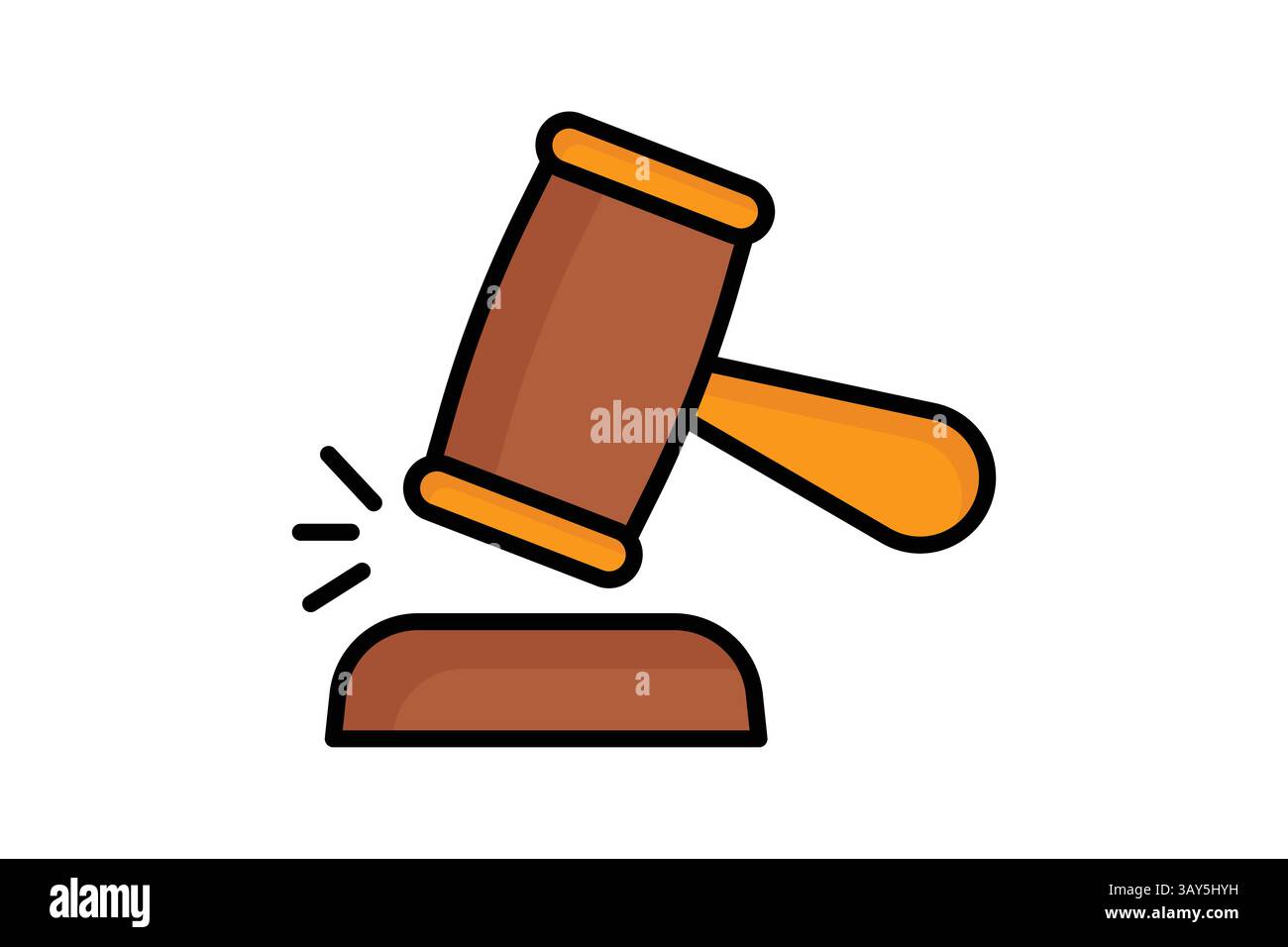 Gavel icon. colored outline icon style. icon related to finality of decisions. law elements vector illustration Stock Vector