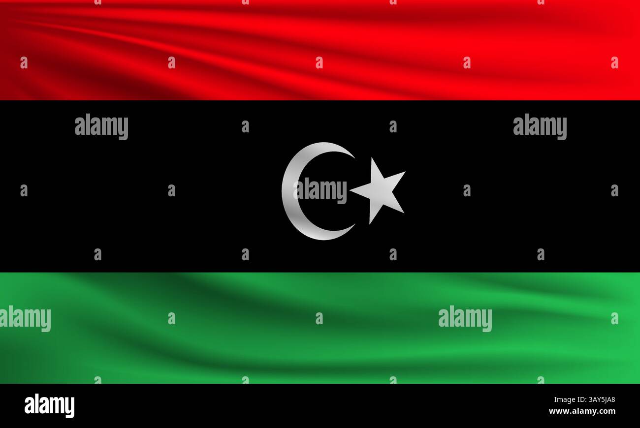 Vector flag of Libya waving closeup style background illustration Stock ...