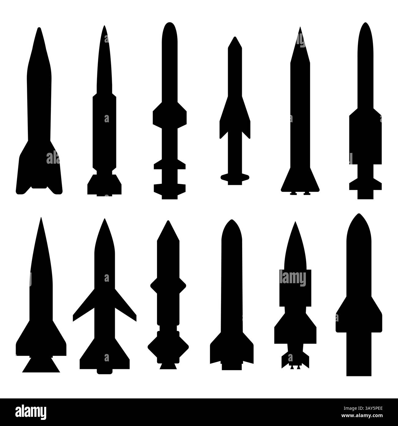 Set of black rocket icon black rocket ship collection Stock Vector ...