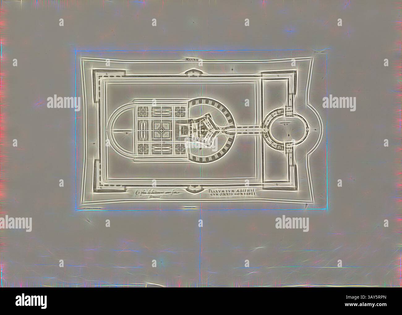 A detailed architectural blueprint showcasing the layout of a grand ...
