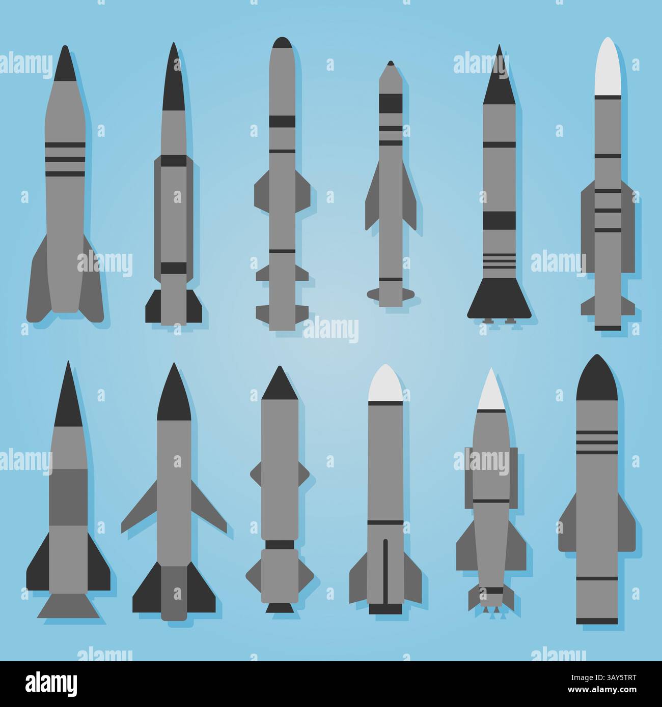 Cartoon colorful space missile set rocket shell Stock Vector