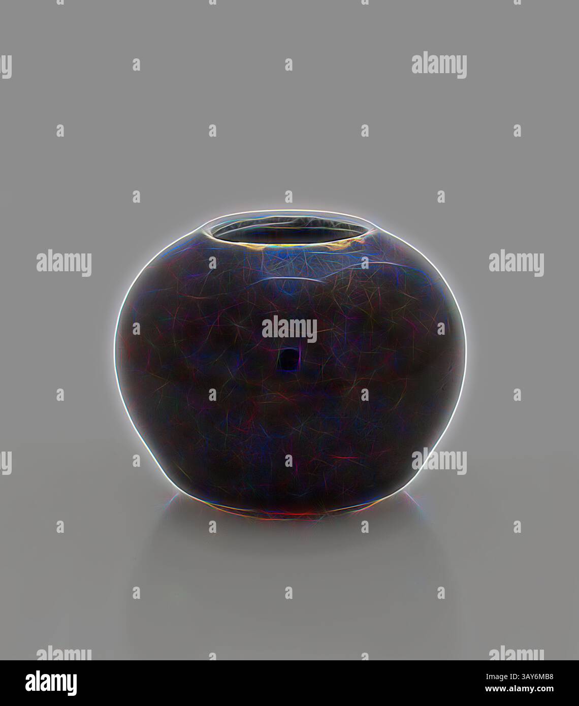 A beautifully crafted, round vase with a smooth surface and a subtle sheen, featuring intricate patterns that add depth and character., jar, Qing dynasty, Qing dynasty, 1700s, Black Glaze, 1-3/4 h, 1 d, Asian Art, Classic art with a modern twist reimagined by Artotop Stock Photo