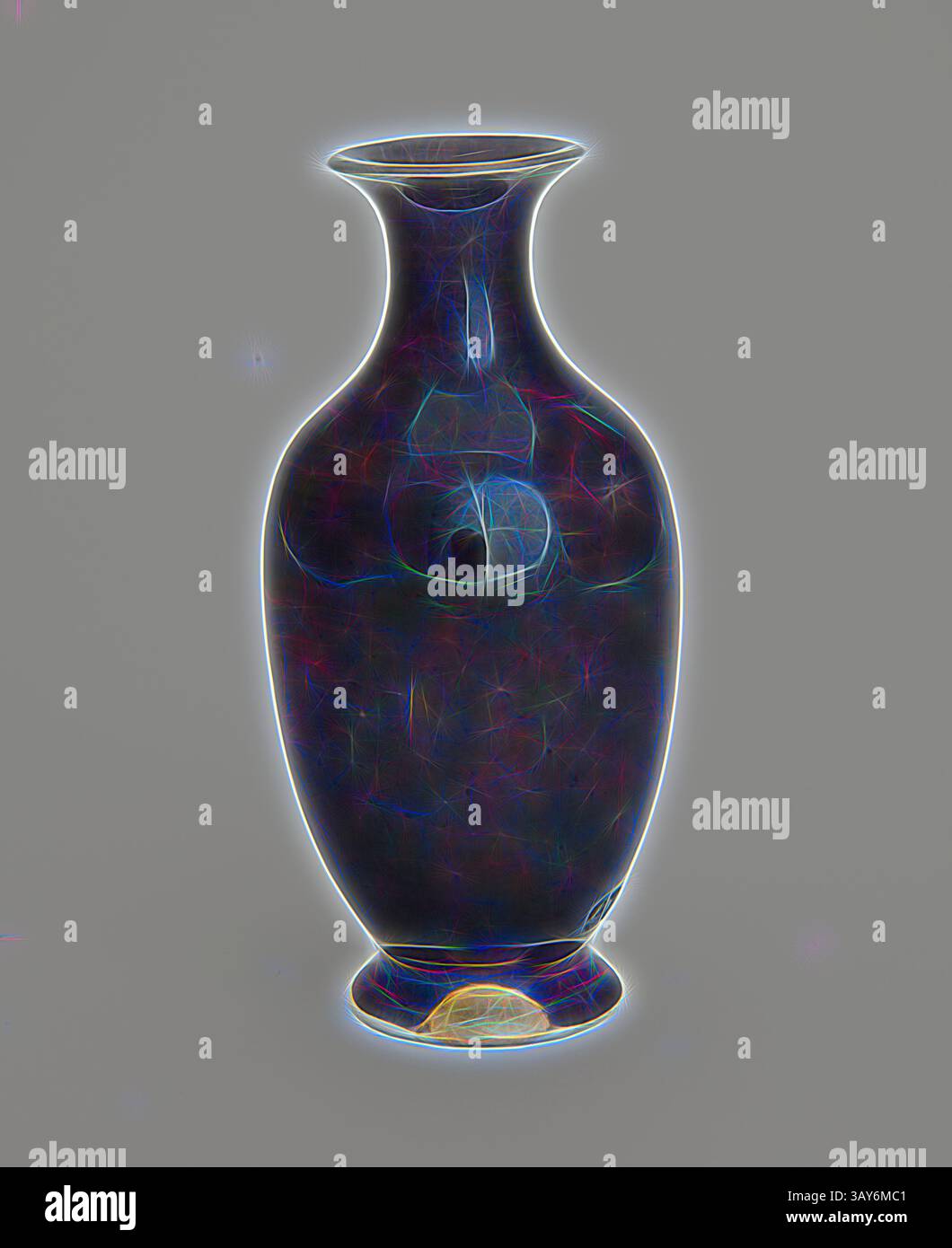 A beautifully crafted vase with an elegant shape, featuring intricate swirls and a subtle interplay of colors that enhance its artistic charm., eggplant-purple bottle, Qing dynasty, Qing dynasty, 1700s, porcelain with purple overglaze enamel, H: 4-1/4 in., Diam: 1-1/4 in., Asian Art, Classic art with a modern twist reimagined by Artotop Stock Photo