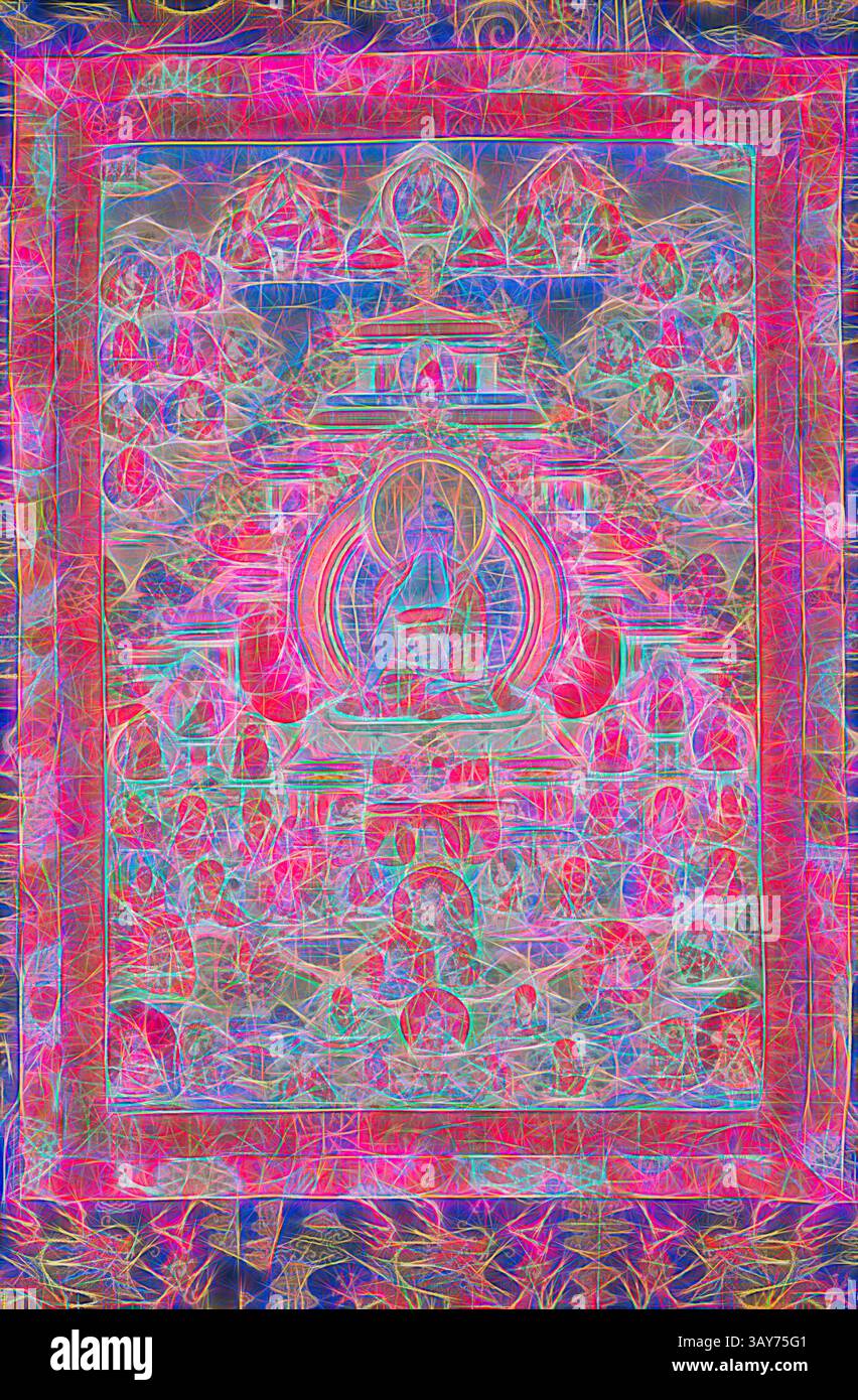 A vibrant tapestry showcasing intricate patterns and figures, centered ...