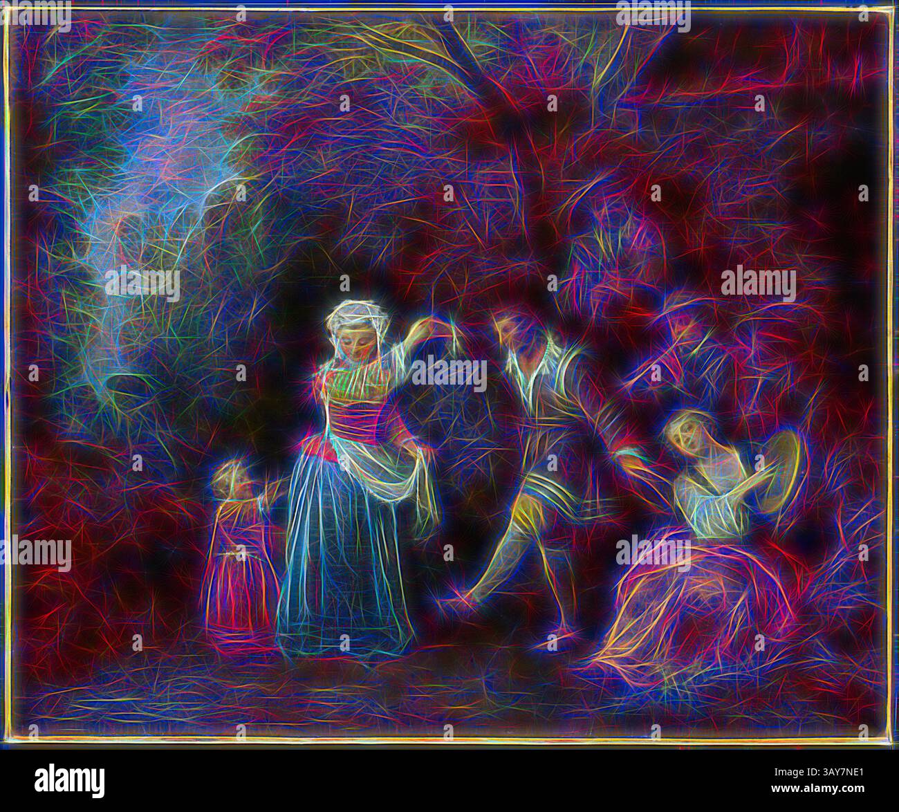 Curated visual reference: Gallery Detail: A Whimsical Scene Depicting A Group Of Elegantly Dressed Figures