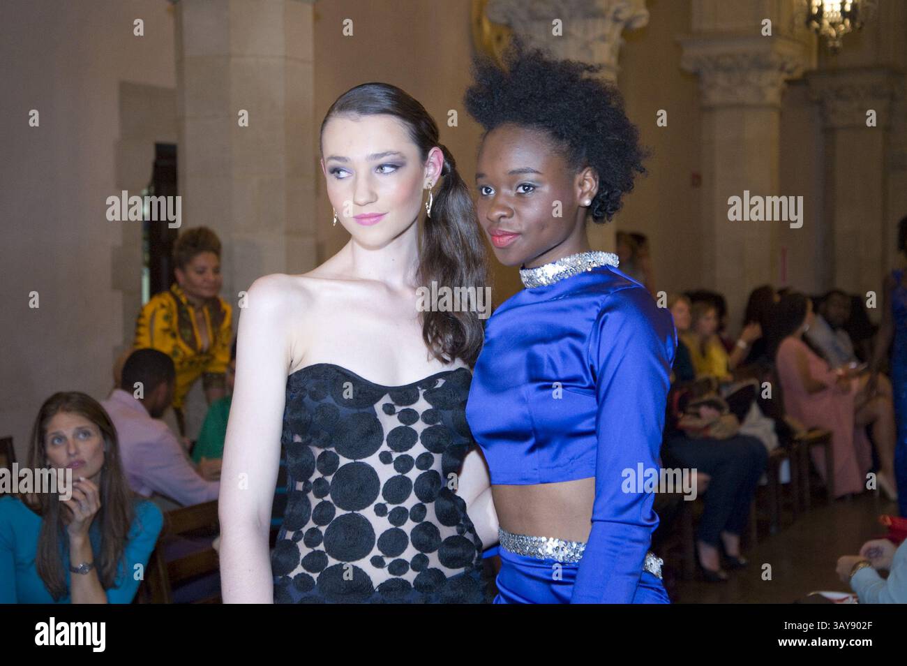 Sept. 30, 2016 - Boston, Massachusetts, U.S. - Angelica Timas presents Flamboyant vs Bourgeoise at the Old South Church in Boston. 2017 Spring/Summer collection on show. Boston-based designer Angelica Timas launched her brand in 2013 with a versatile collection of edgy, classy yet chic designs.  A full time Senior Software Developer, wife, mother and CEO of her brand Angelica Timas, with no formal training in fashion Angelica has mastered her skills by self-taught knowledge and a true passion for what she envisions in her work. The aesthetic of her collections are inspired by various passions: Stock Photo