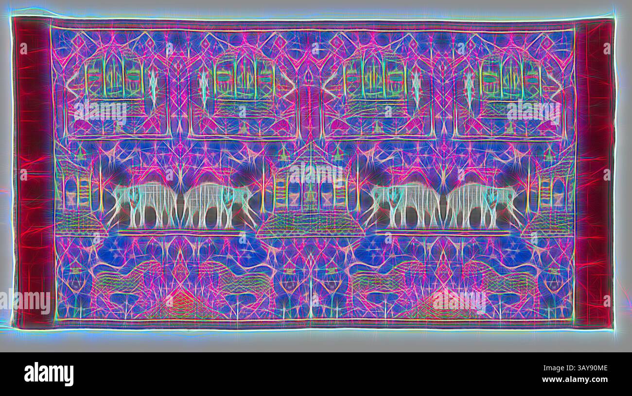 Rhythm Pattern Indesign Textile A vibrant textile design featuring intricate patterns of elephants and ...