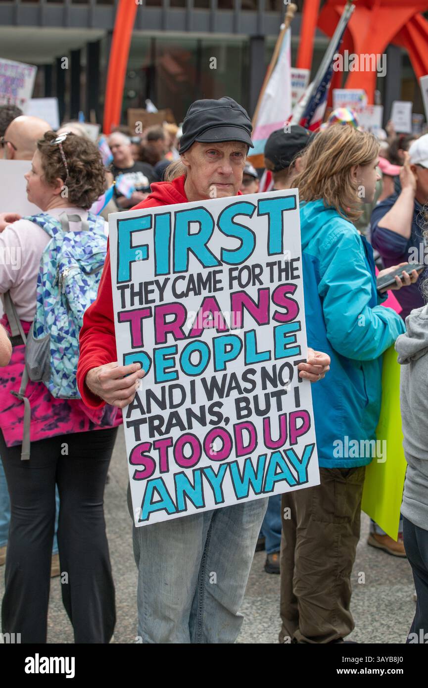 Trans Rights Demonstration Us Trans Rights protest in Chicago Stock Photo - Alamy