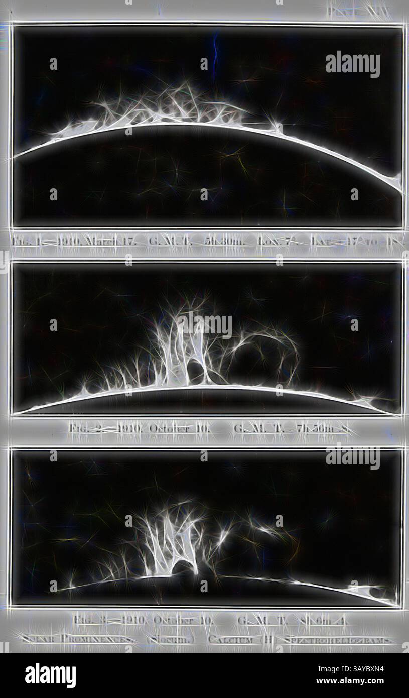 Wispy Pattern Three panels depict intricate, wispy patterns resembling cosmic ...