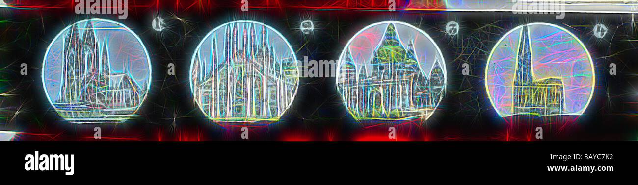 Stylized representations of iconic architectural structures hi-res ...