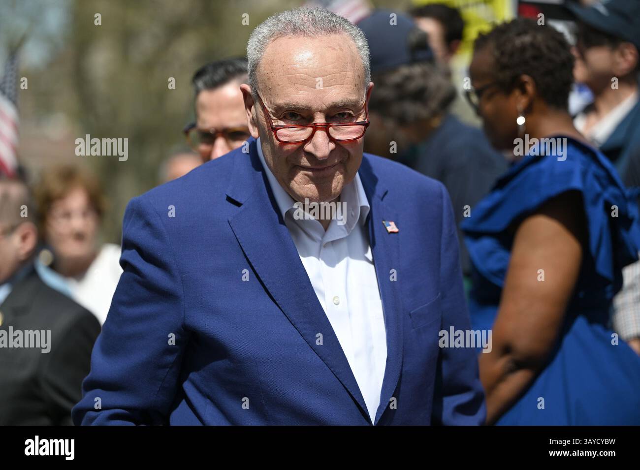 New York, USA. 22nd Apr, 2025. Senate Minority Leader Senator Chuck ...