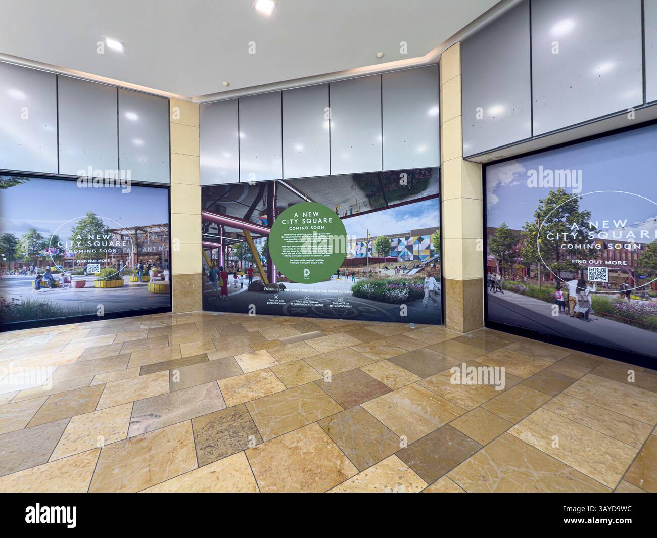 The demolition of the former Debenhams store in Cardiff city centre is nearing completion. Once a cornerstone of Cardiff's shopping district - Smartphone Captured Stock Image