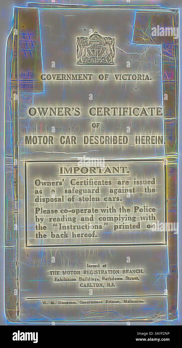 A government-issued certificate outlining ownership and important ...