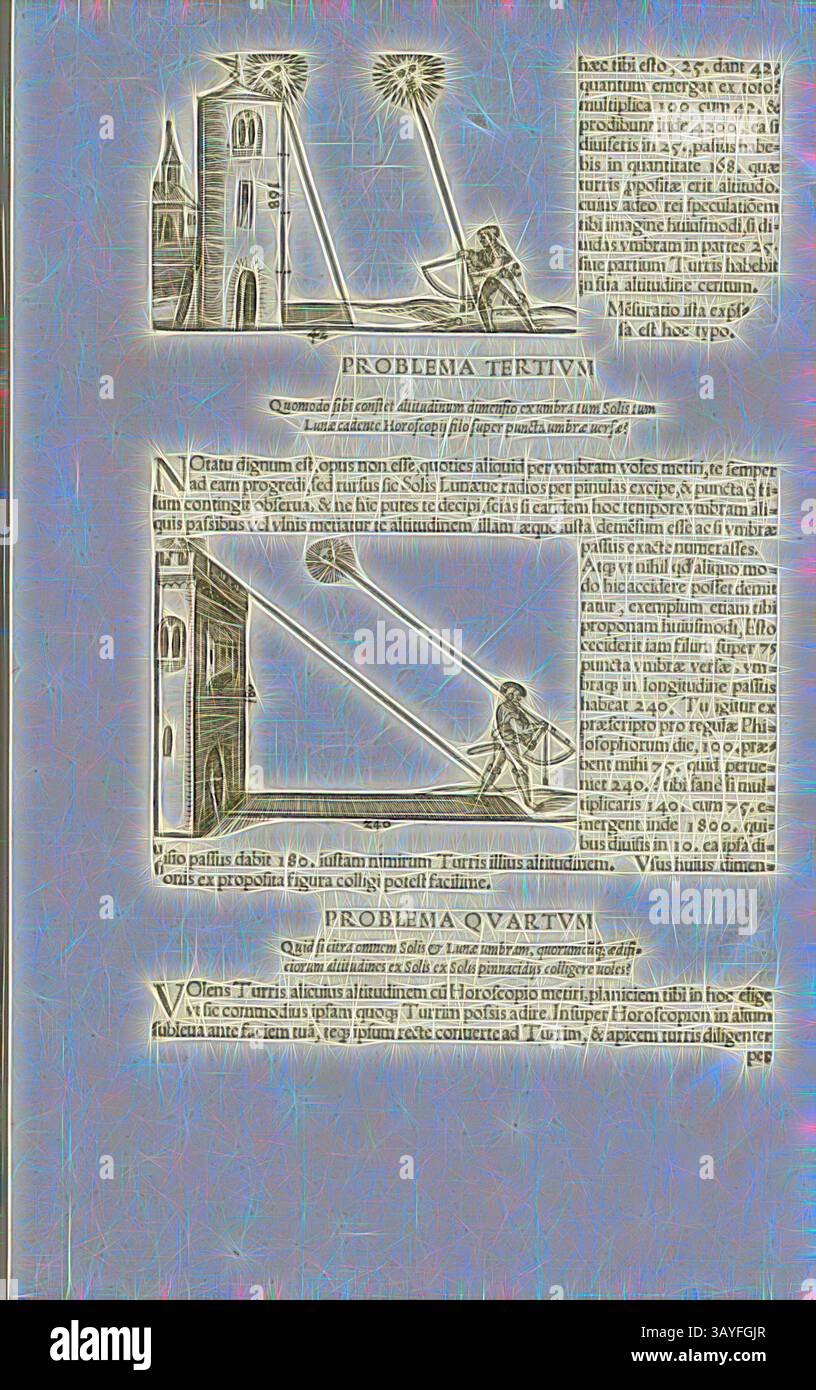 The illustration features two diagrams representing geometric problems ...