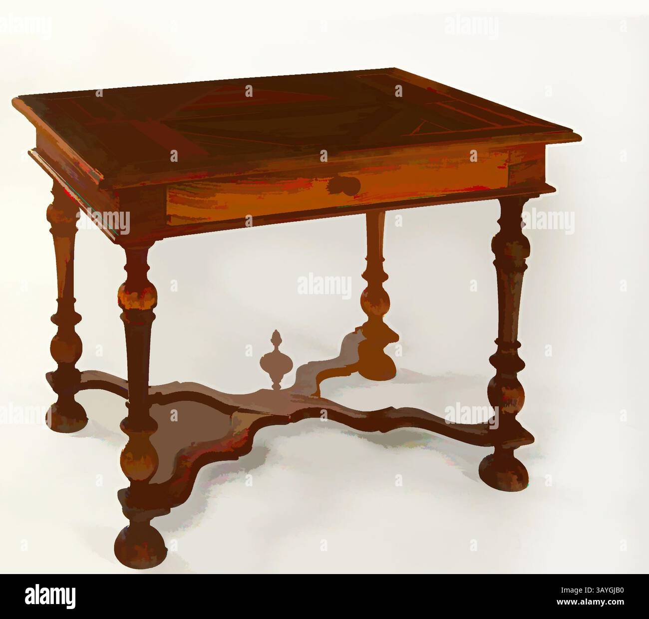 A beautifully crafted wooden table featuring intricate details, four ...