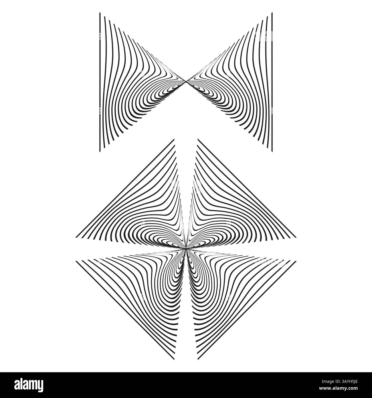 Radial pattern illustration. Symmetrical line burst. Black white ...