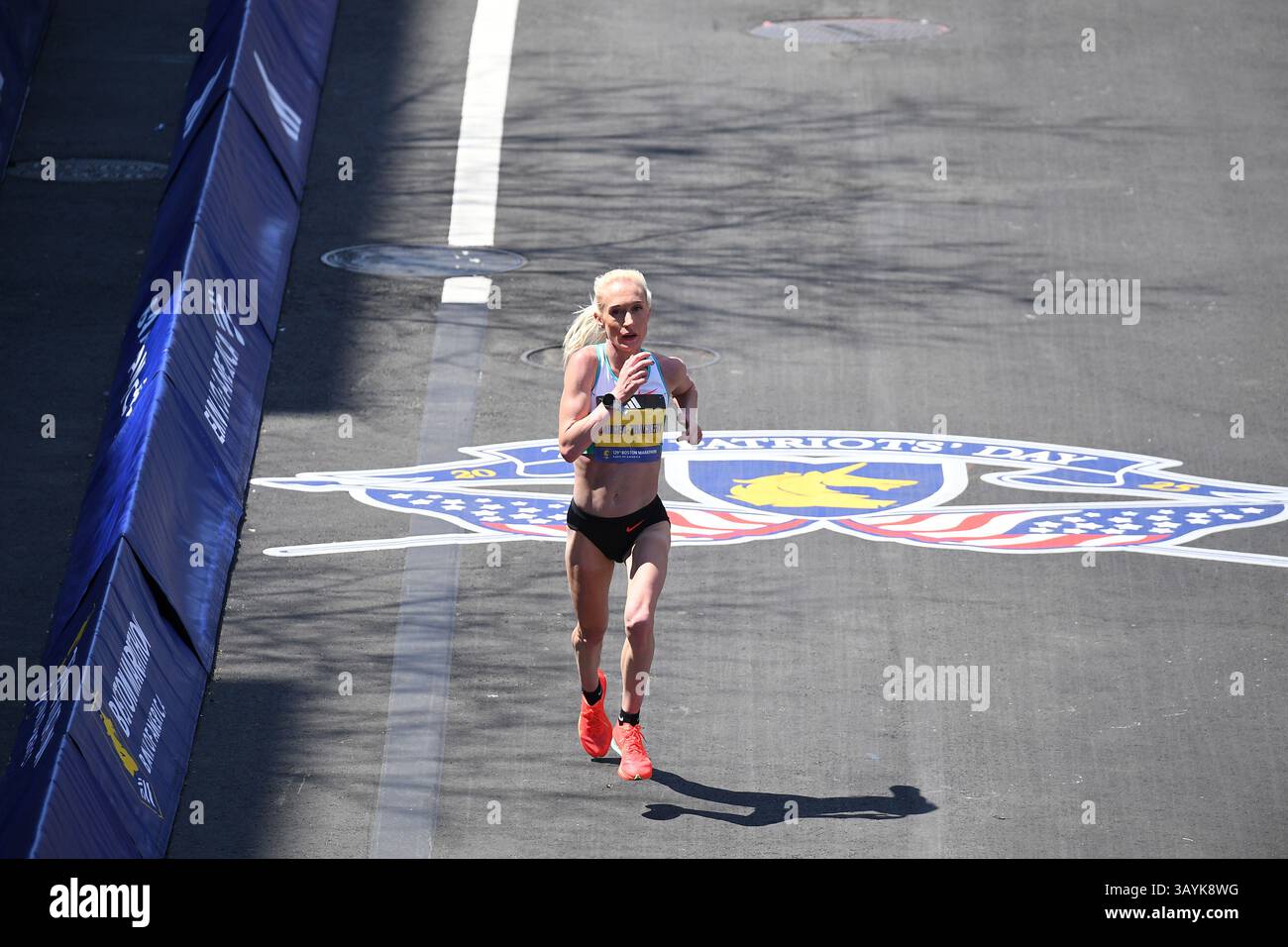 BOSTON, MA - APRIL 21: Calli Hauger-Thackery of Great Britain runs to ...