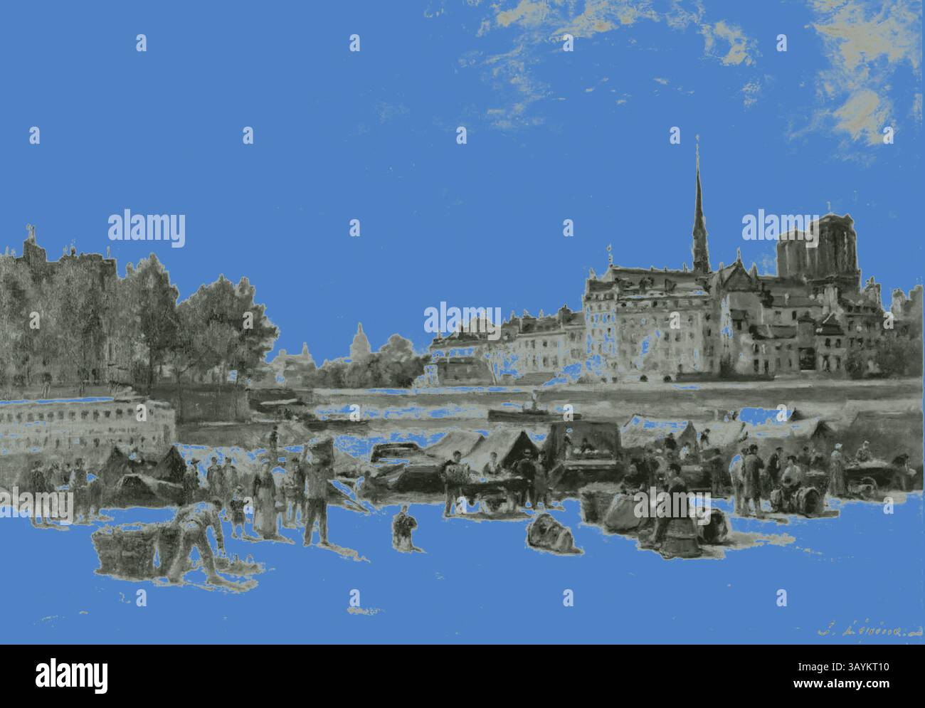 Bustling riverside scene showcases figures hi-res stock photography and ...
