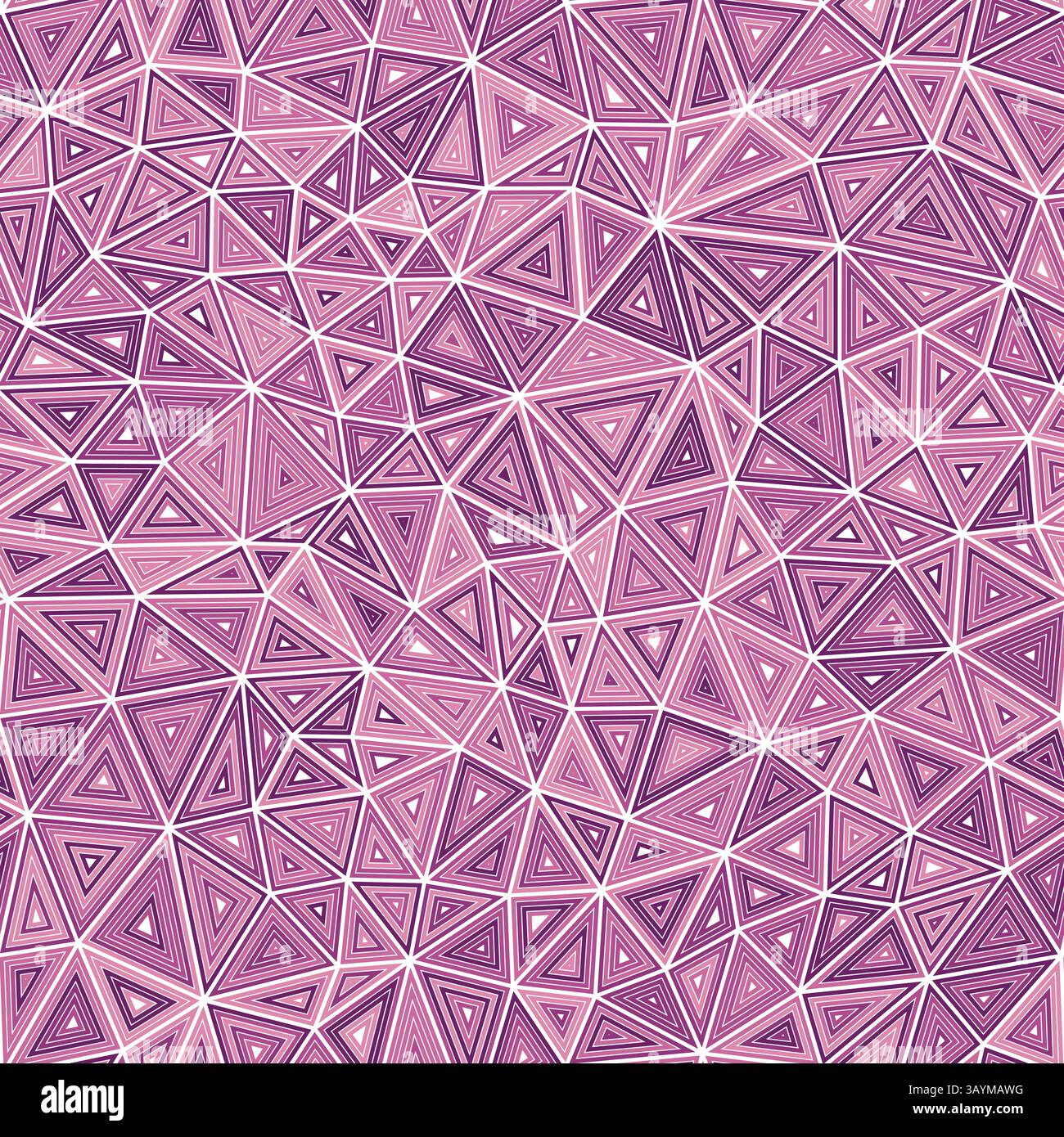 Geometric template background. Multiple repeated inner triangles. Compact triangles size. Monotone colored style. Seamless pattern. Stock Vector