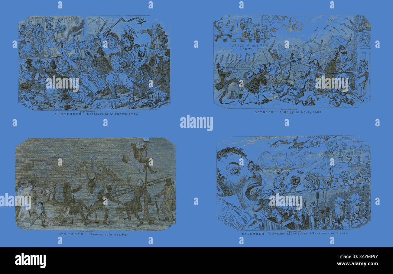 A Collection Of Four Illustrated Scenes Depicting Significant Events a-collection-of-four-illustrated-scenes-depicting-significant-events