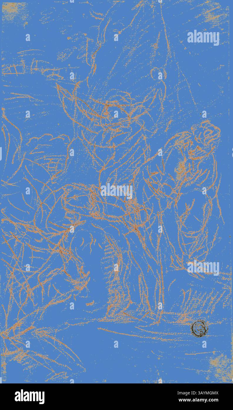 An abstract depiction featuring figures intertwined in dynamic poses ...