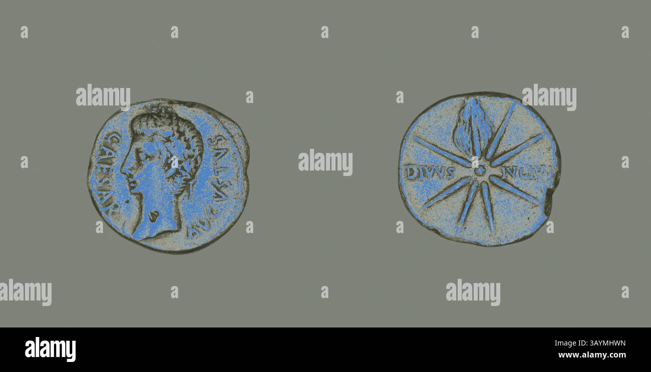 Two ancient coins are displayed side by side. One features the profile ...