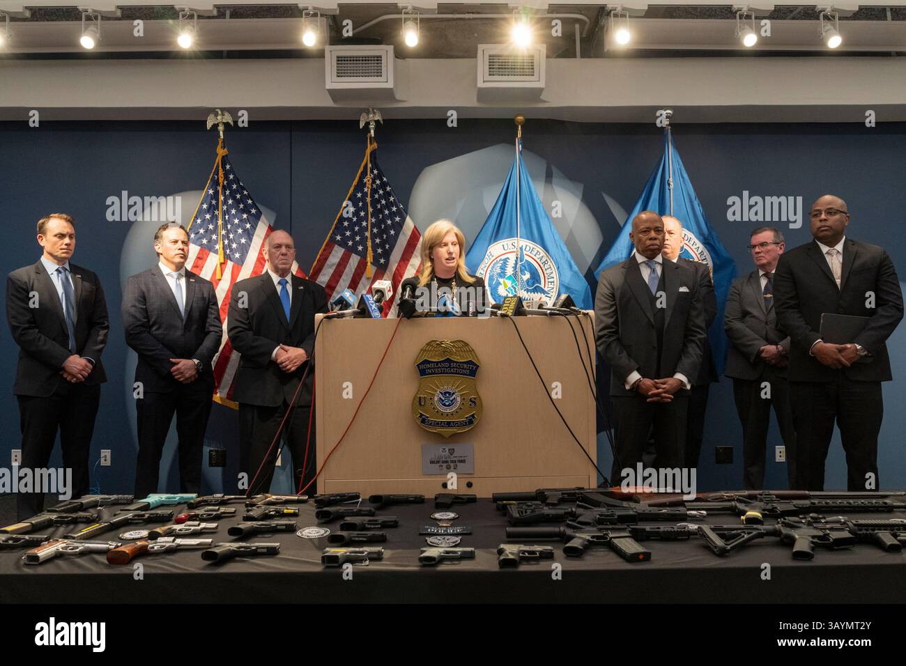 New York, USA. 23rd Apr, 2025. Police Commissioner Jessica Tisch speaks ...