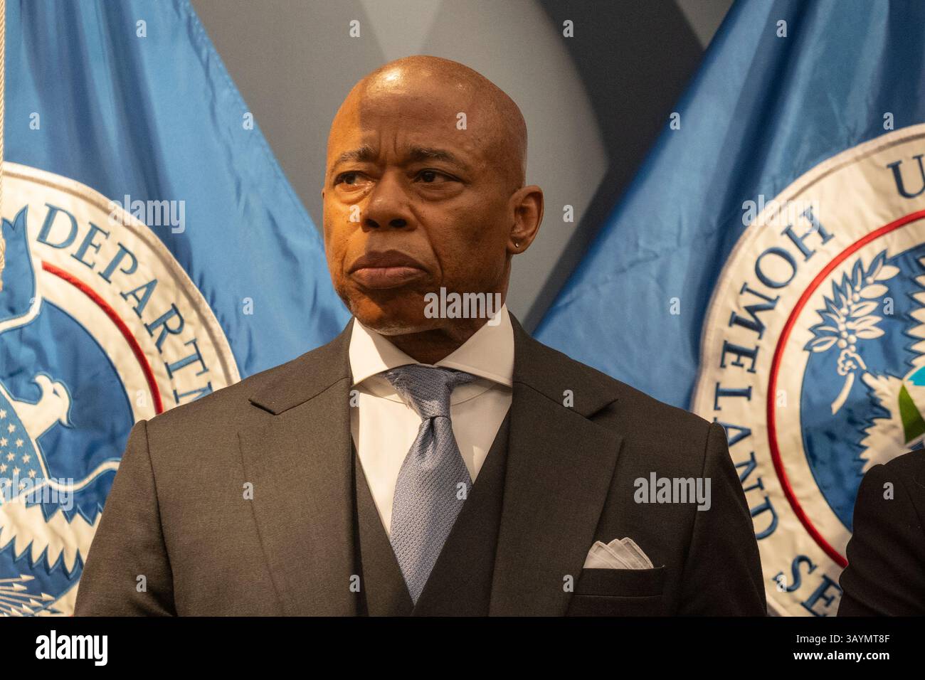 New York, USA. 23rd Apr, 2025. Mayor Eric Adams attends Homeland ...