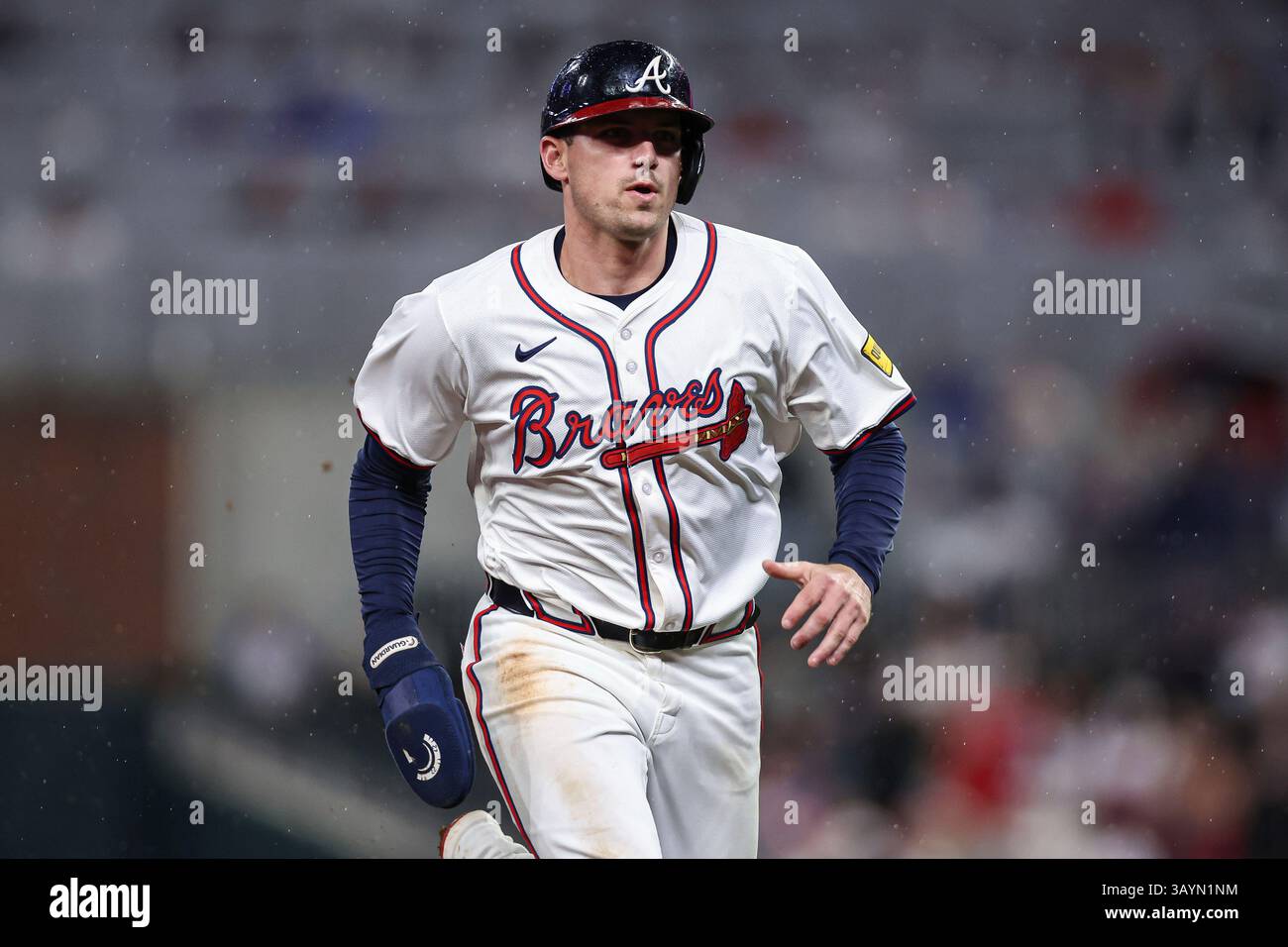 Atlanta Braves' Austin Riley runs to third base in the seventh inning ...