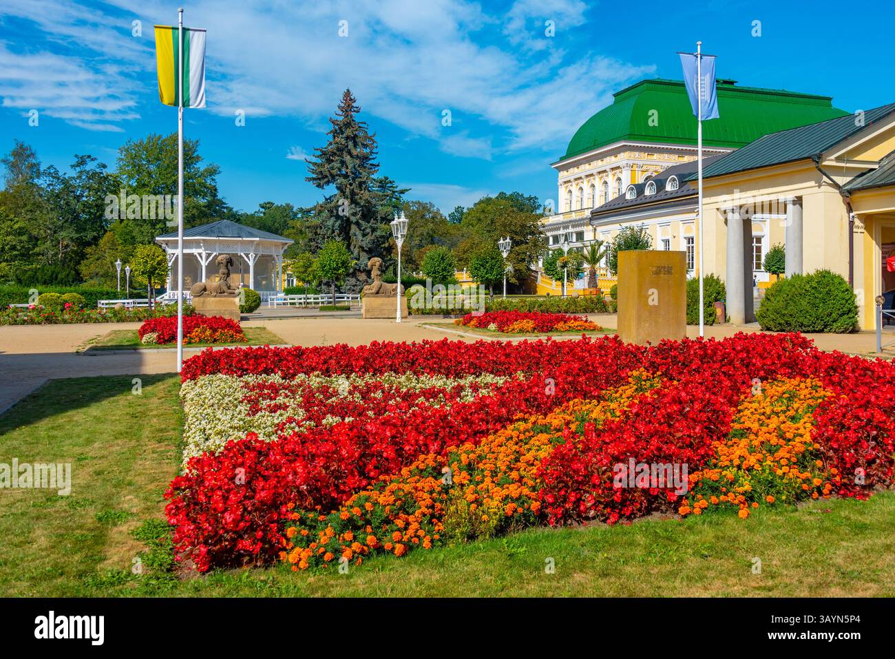 Colourful flowers at promenade in Frantiskovy lazne, Czech republic.IMAGE Stock Photo