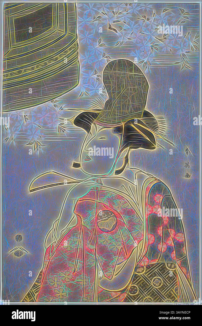 A serene figure dressed in a traditional kimono adorned with intricate ...