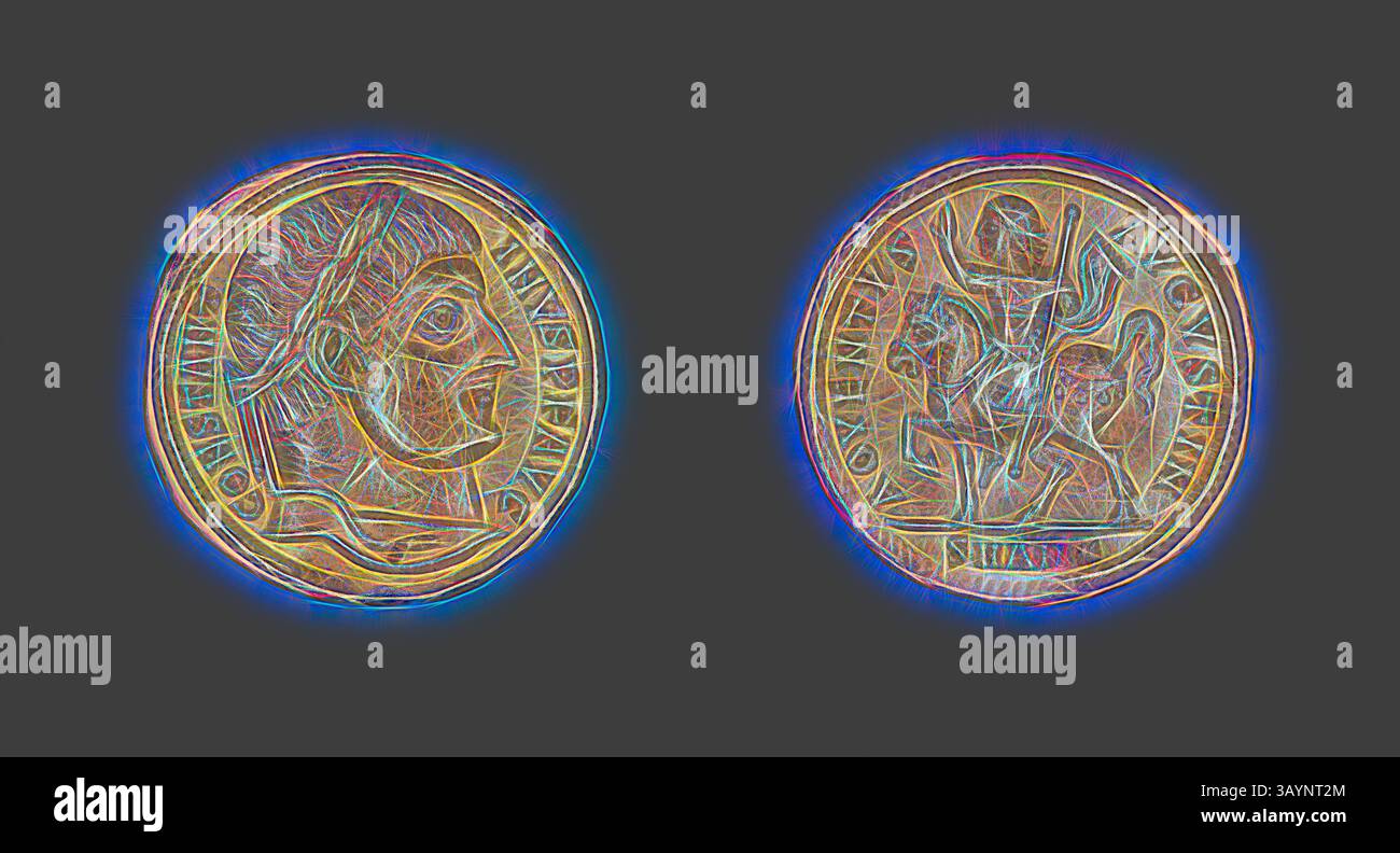 Two ancient coins are displayed side by side. One features a profile of ...
