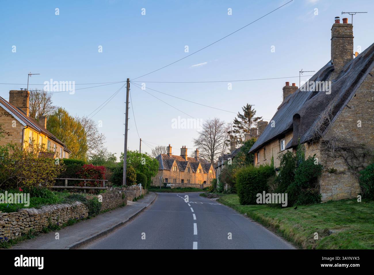 Houses in the early morning spring light. Spelsbury. Cotswolds ...