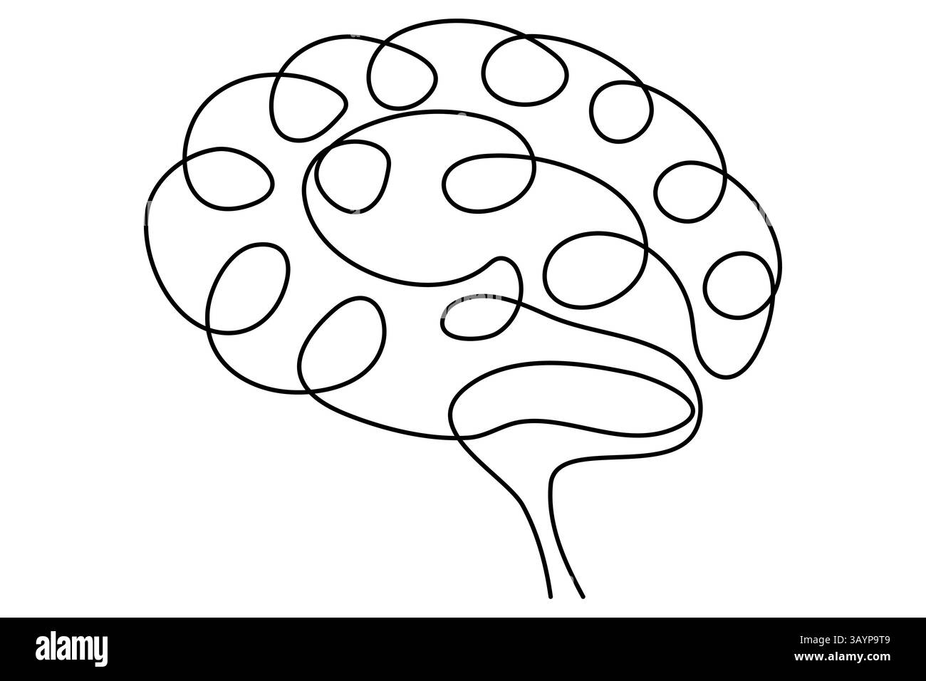 Human brain continuous one line drawing concept of Hand drawn ...
