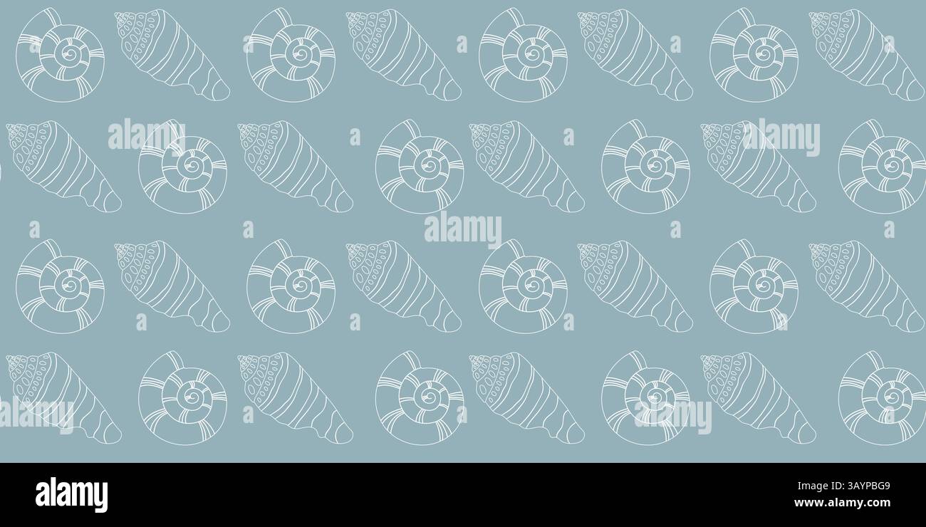 Sea shells, fossils and mollusks seamless pattern Stock Vector