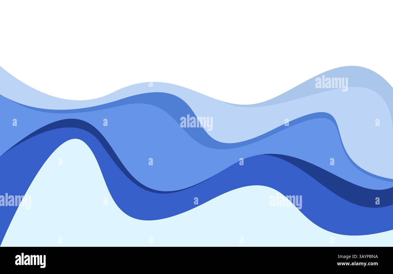 Blue wavy water style papercut background vector Stock Vector Image ...