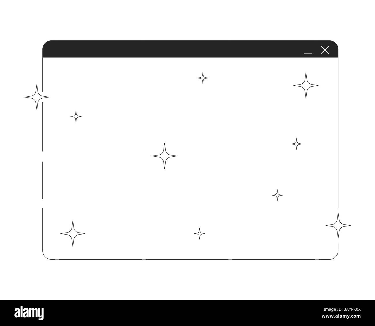 Empty software interface with sparkles 2D line object Stock Vector