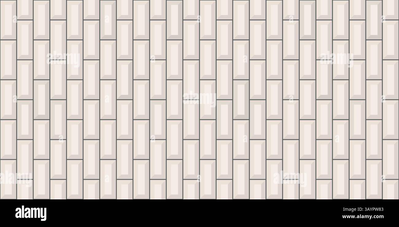Ceramic vertical checkered tile pattern. Subway, metro brick vector seamless background. White scandinavian bathroom, kitchen floor, wall volumetric Stock Vector